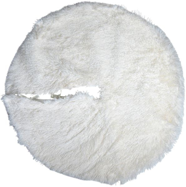 CHRISTMAS TREE MAT DIA 90CM, WHITE FAKE FUR