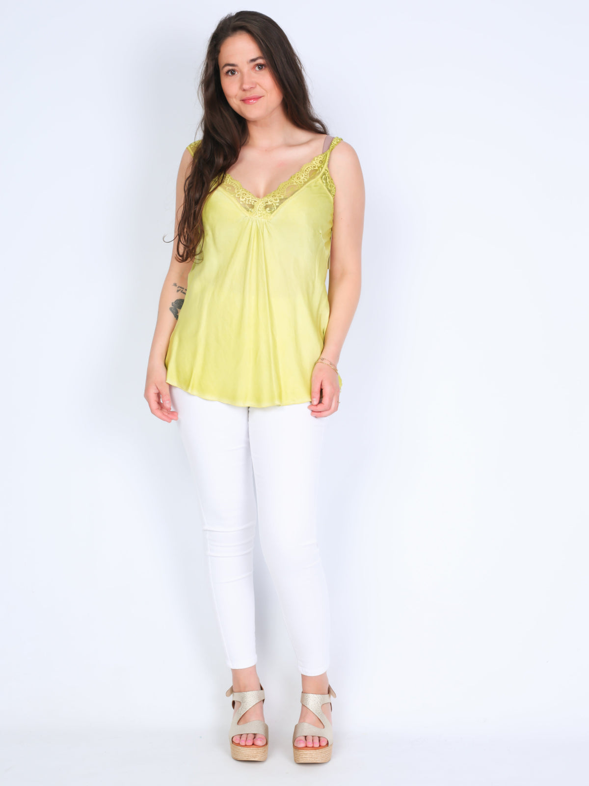 Blonde top m. Elastik Lime