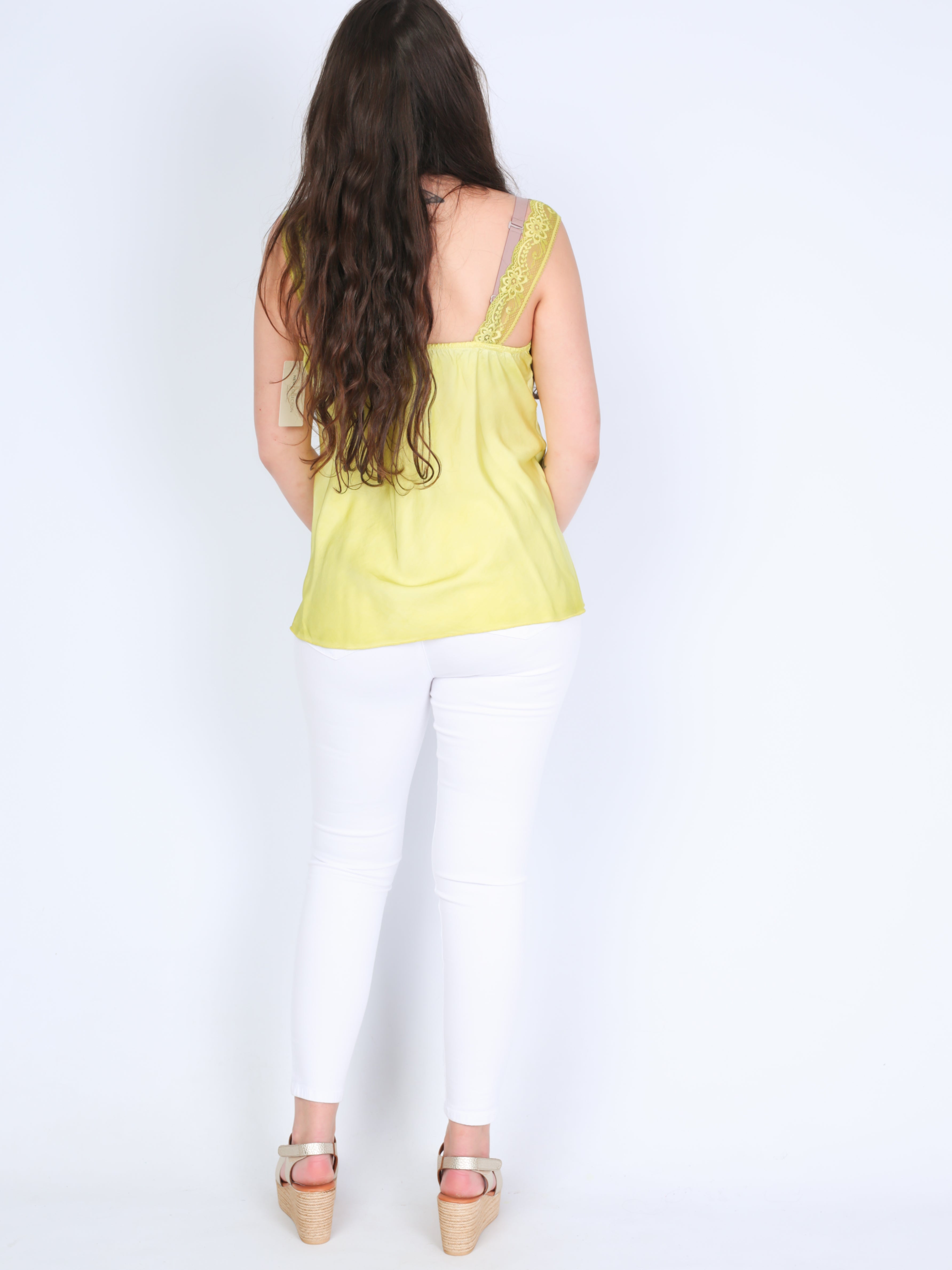 Blonde top m. Elastik Lime